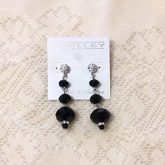 NEW Handcrafted Black Beads Drop Earrings Women Fashion Jewelry Gifts - Picture 2 of 4